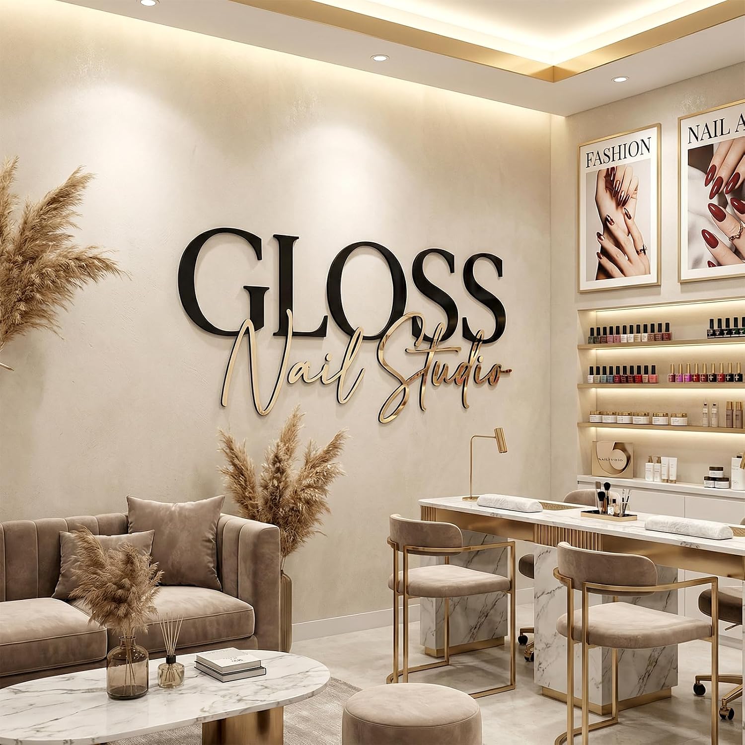 Large Custom Acrylic Sign, Personalized Business Logo Wall Acrylic Signs, Customized 3D Laser Cut Letter Signage for Salon Beauty Studio Office Storefront Company Business Home Decor