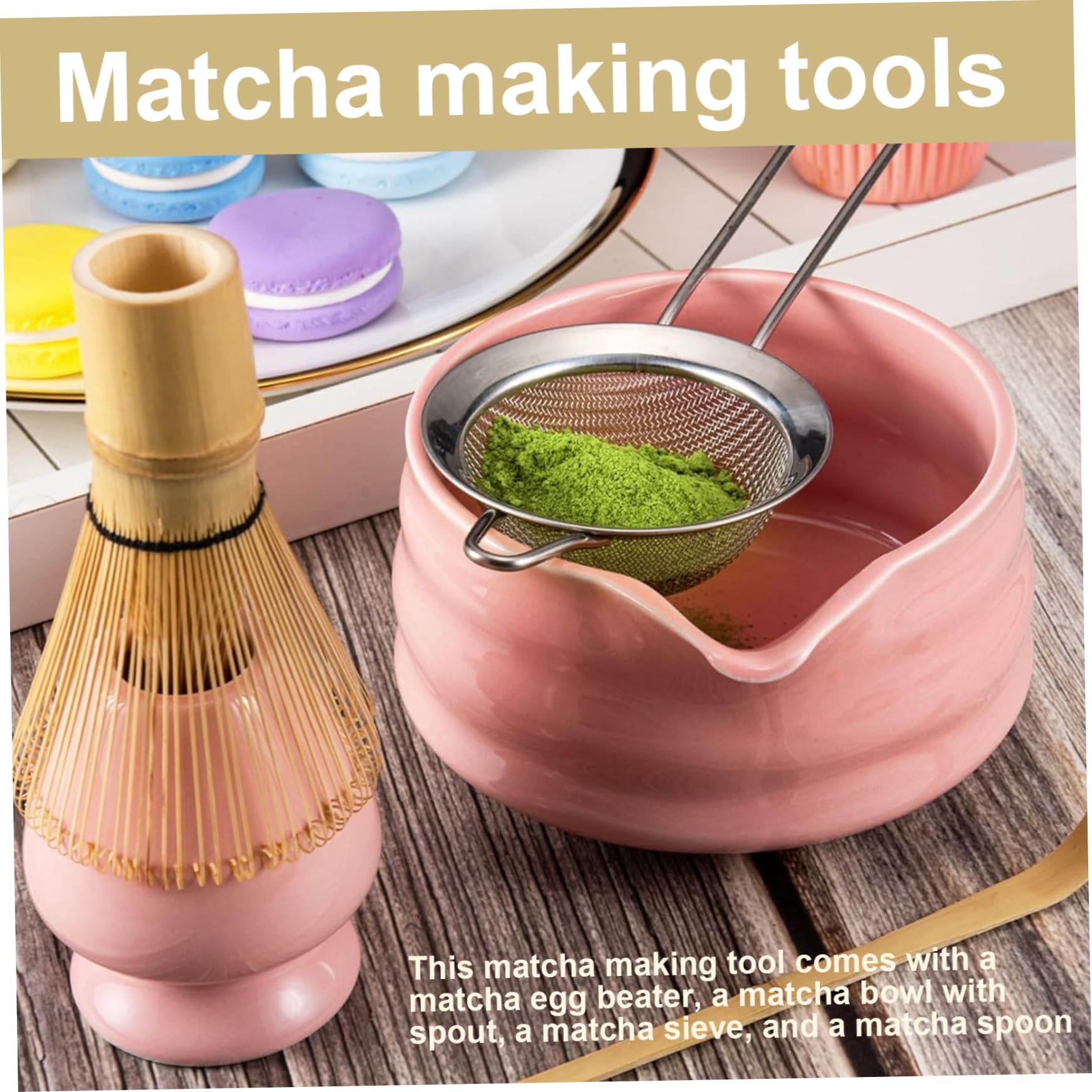 5 Stks/set Matcha Garde Set Kom, Garde, Zeef, Schep en Garde Houder Matcha Set Modieuze