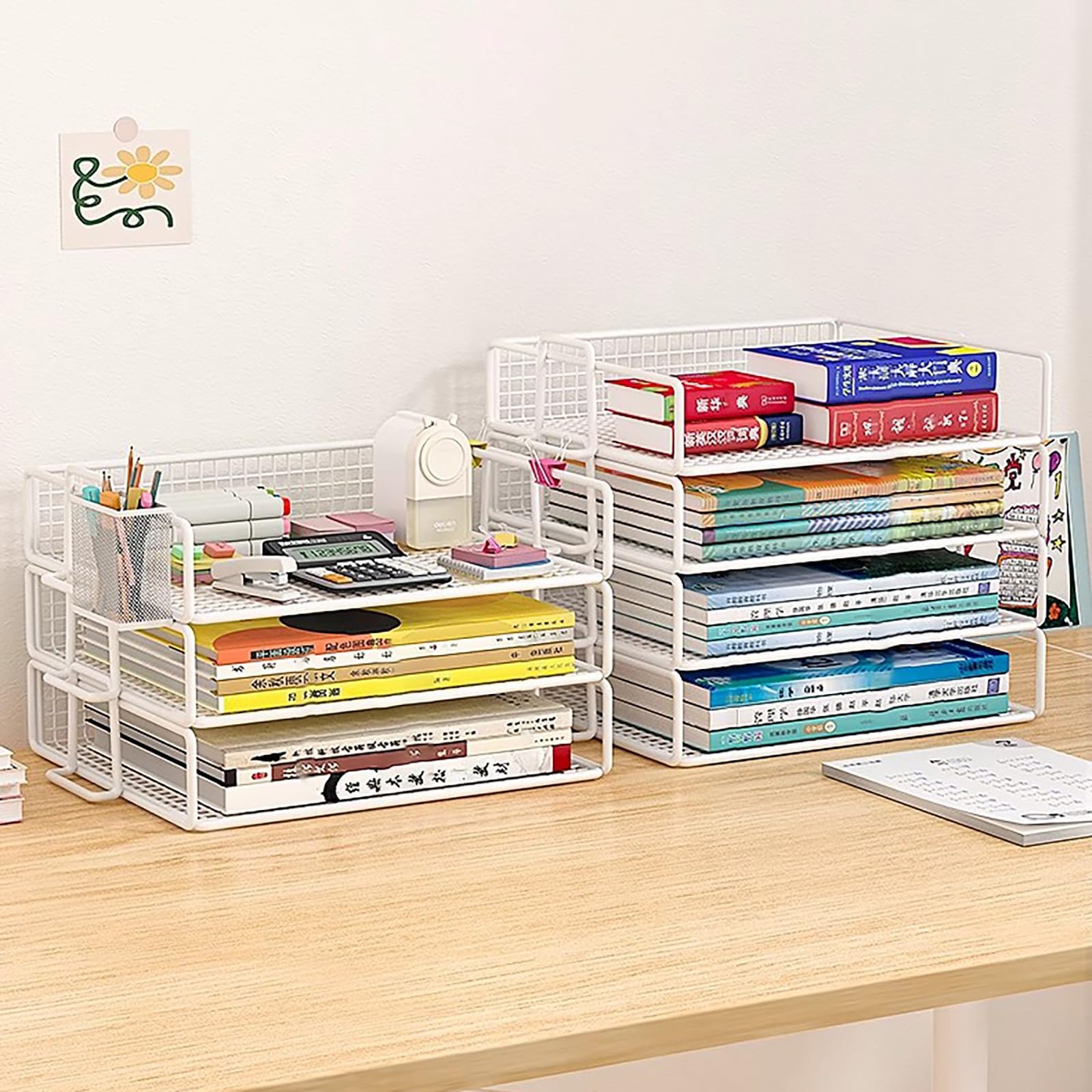 Organizzatore Per Mensole Da Scrivania, Portaoggetti Scrivania A Griglia Con Struttura In Metallo, Scrivania Da Tavolo Per Ufficio, Organizer Da Tavolo Per Dormitorio, Casa(Beige,30cm)