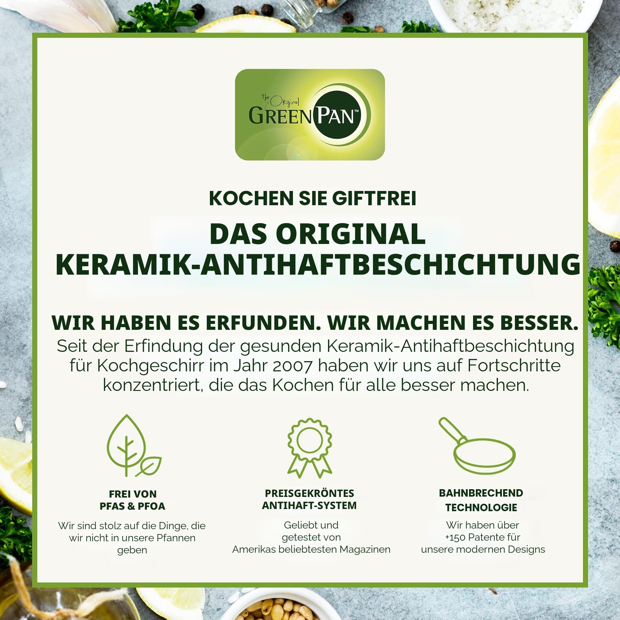 GreenPan CW0002858 Lima Gesunde, Keramik-Antihaftbeschichtung, PFAS-frei, harteloxiert, Edelstahlgriffe, Grau