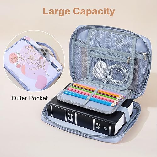 Miniatura 9 de Play Tailor Fundas para la Biblia para mujeres y niñas, con bolsillos grandes, bolsas para Biblia con soporte extraíble para bolígrafos para