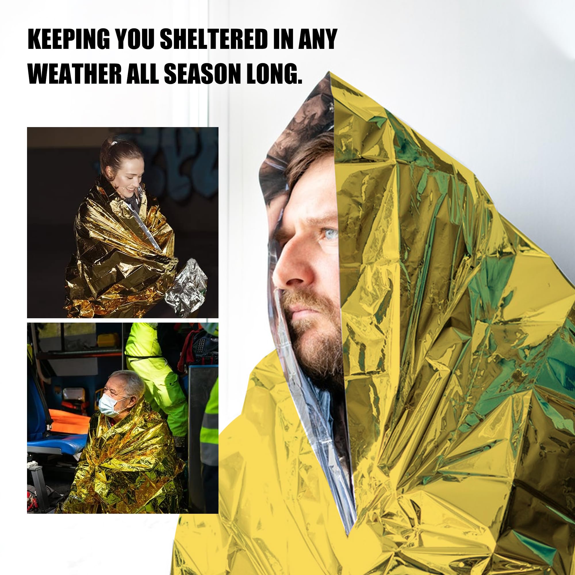 Manta termica Supervivencia 10 Piezas Aluminio Dorado Plateado 210x160 cm Emergencia Rescate
