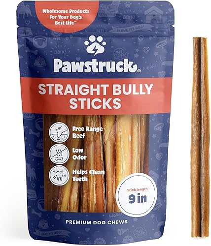 Pawstruck Palitos masticables totalmente naturales de 9 pulgadas para perros, la mejor golosina dental masticable de larga duración, sin cuero