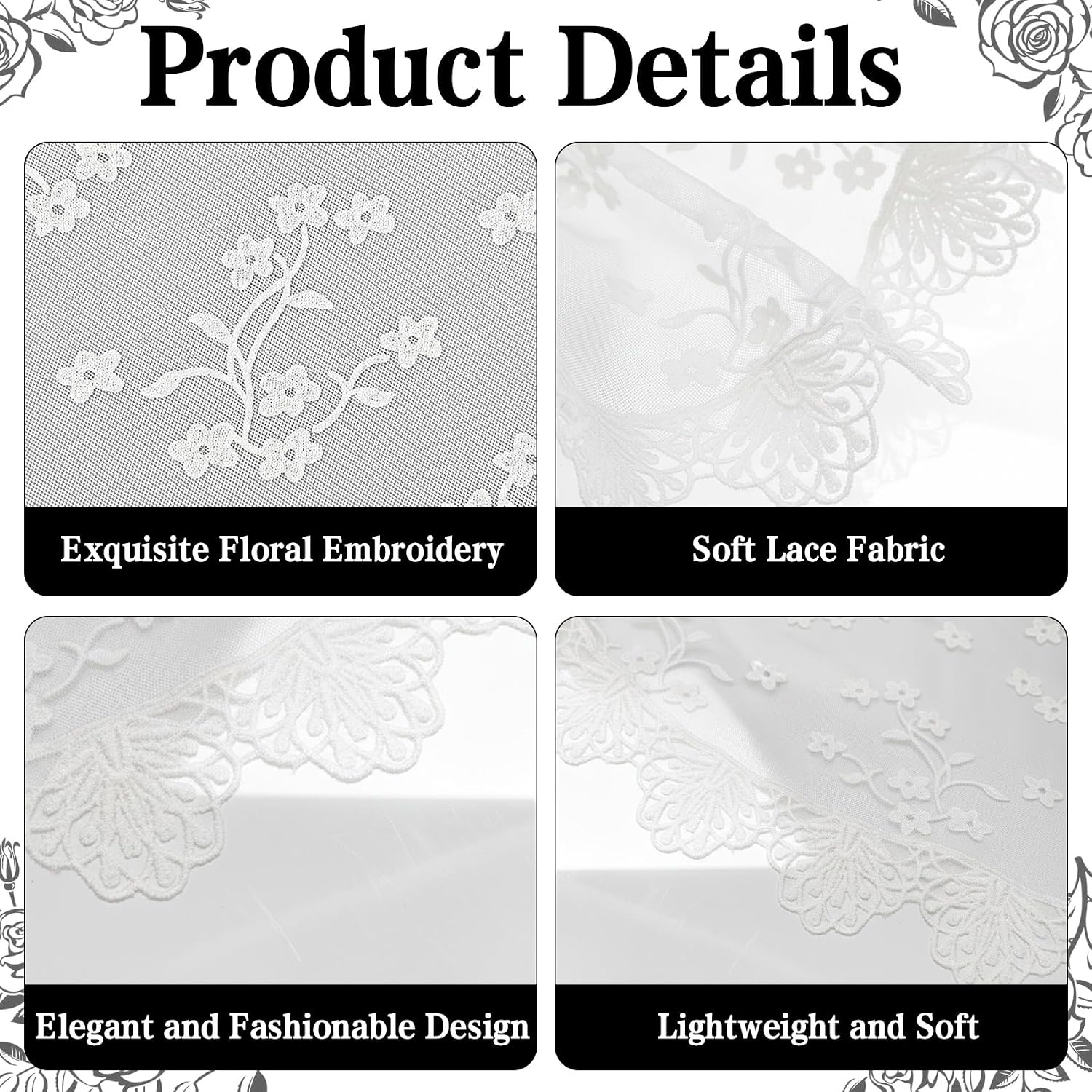 2 Pcs Catholic Veil for Women Mass Floral Lace Embroidery Church Head Coverings Latin Scarf Mantilla Christian Veils