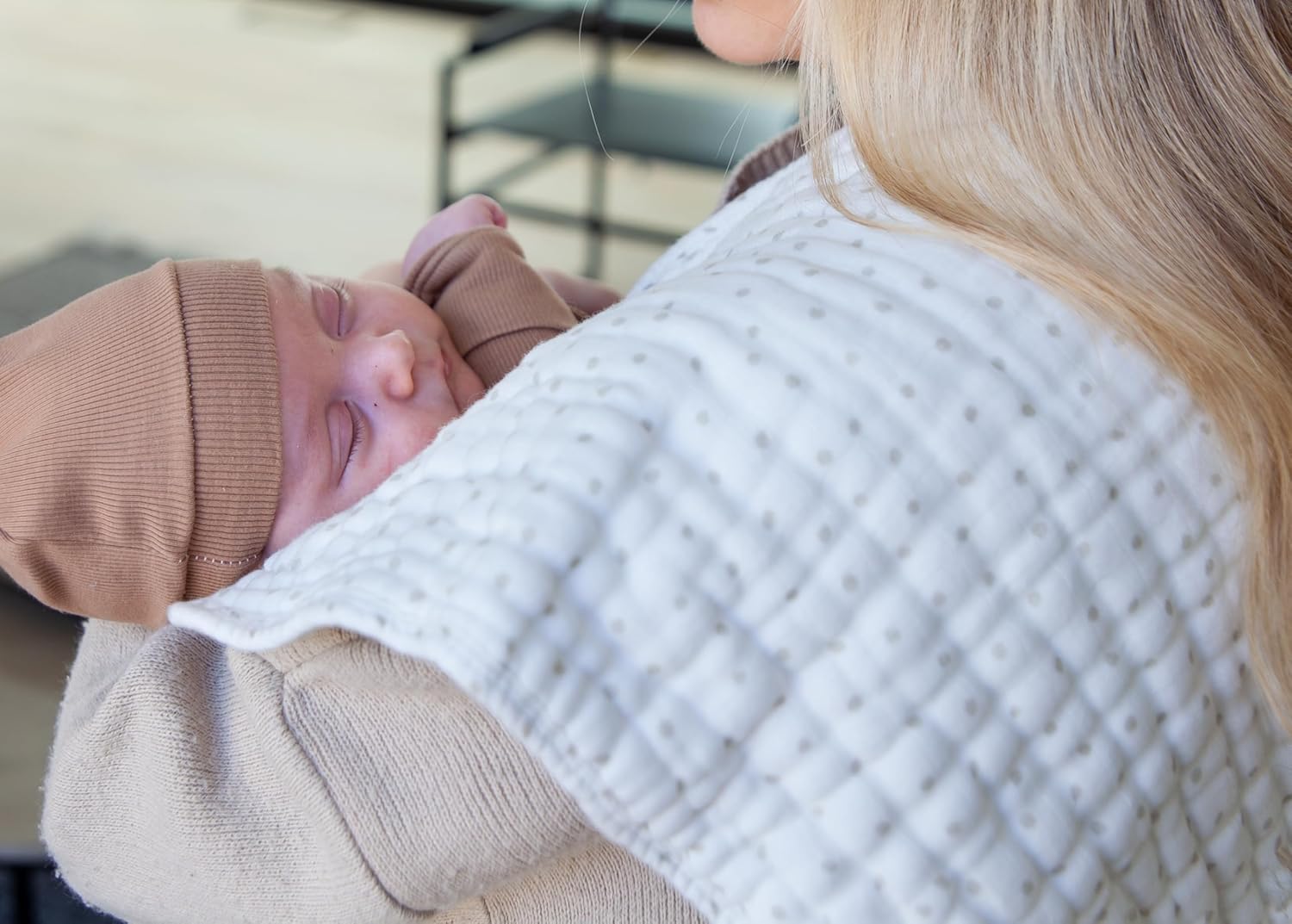 Burp Cloths – 100% Organic Cotton, Oversized & Hypoallergenic, 8-Layer Muslin, Machine Washable, Neutral Unisex Colors, Gentle on Sensitive Skin, Set of 3 (Beige) - Image 2