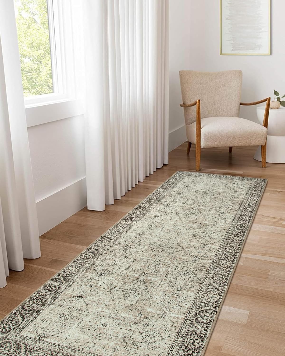 Lahome Vintage Washable Kitchen Rug Runner, 2x6 Bathroom