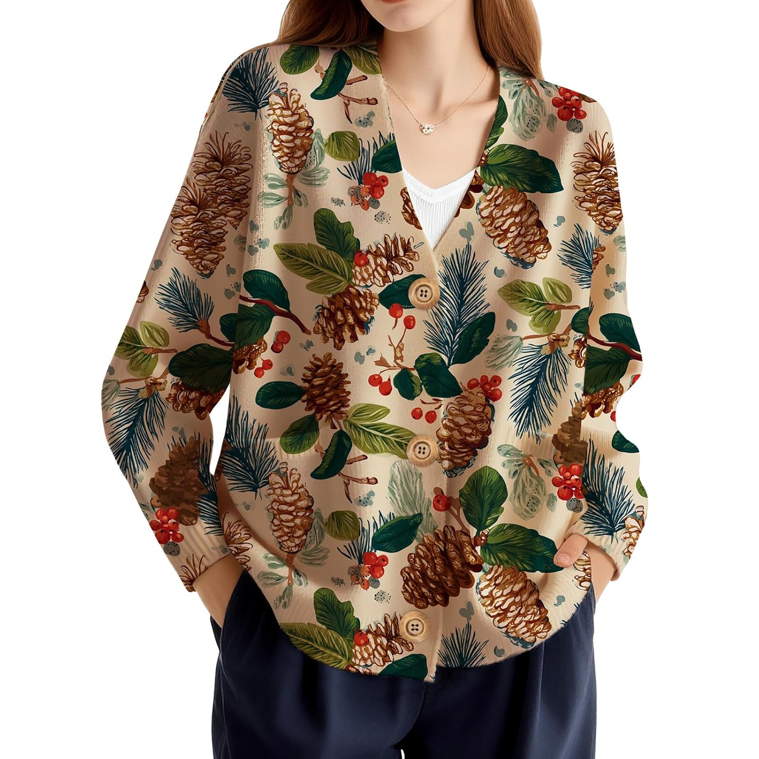 Fair Isle Sweater Women Cardigan Christmas 2026 Winter Ethnic Vintage Knit Outwear Boho Icelandic Jumpers Coat