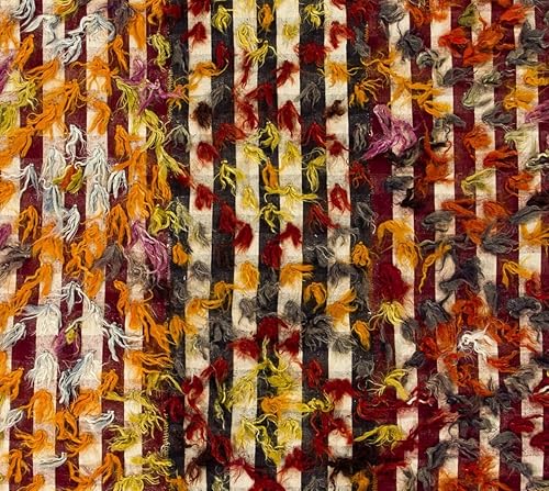 Miniatura 4 de 4.6x8.9 Ft Hand-Knotted 1970s Central Anatolian Kilim Rug with Colorful Poms. Bed, Floor, Sofa Cover. KEF60