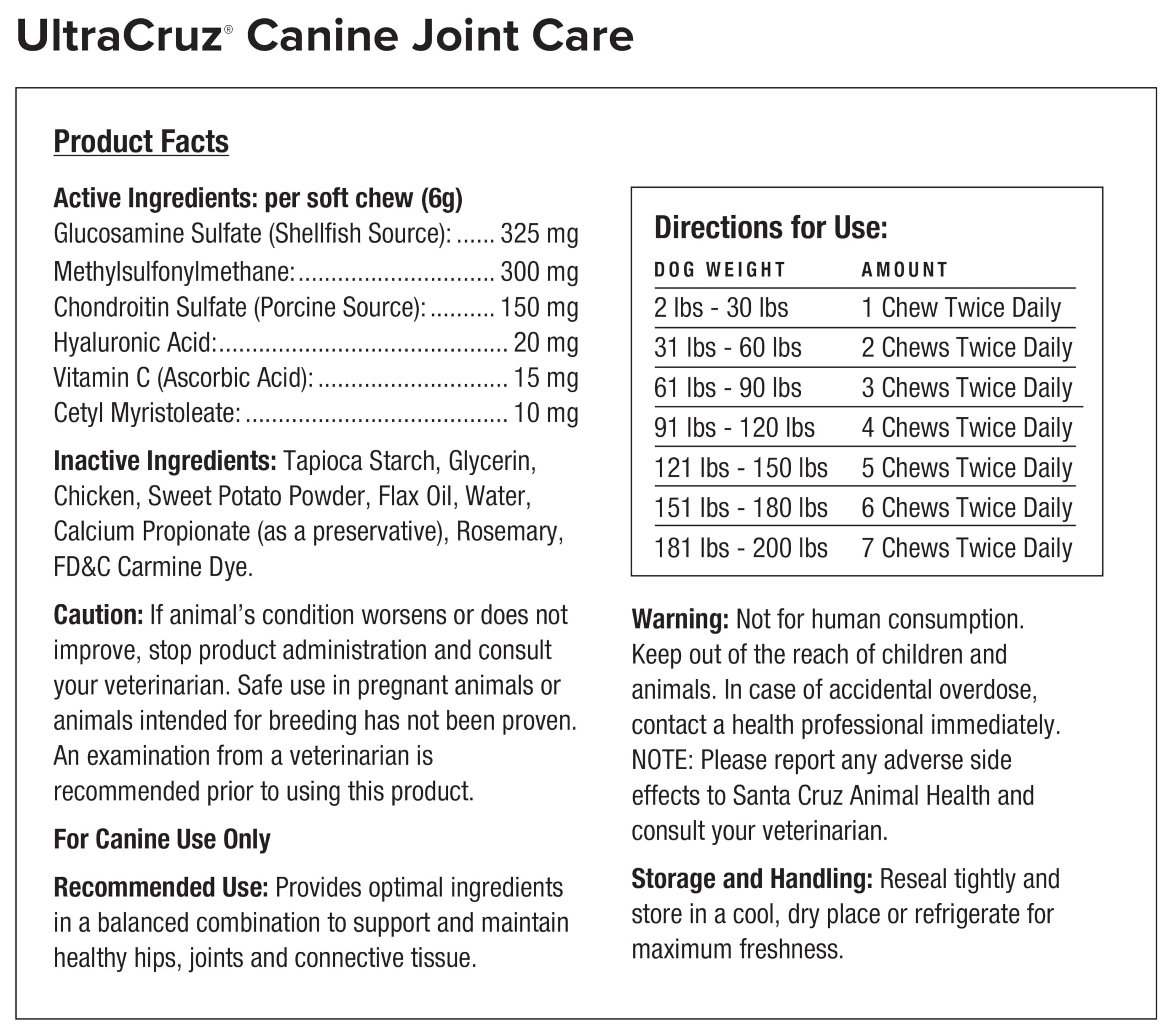 UltraCruz® Supplément articulaire pour Chiens, 60 unités