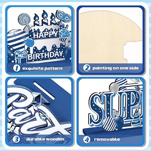 Miniatura 5 de Hoolerry 6 piezas de decoración de fiesta de feliz cumpleaños, decoración de mesa de cumpleaños, centros de mesa de cumpleaños, centros de mesa de