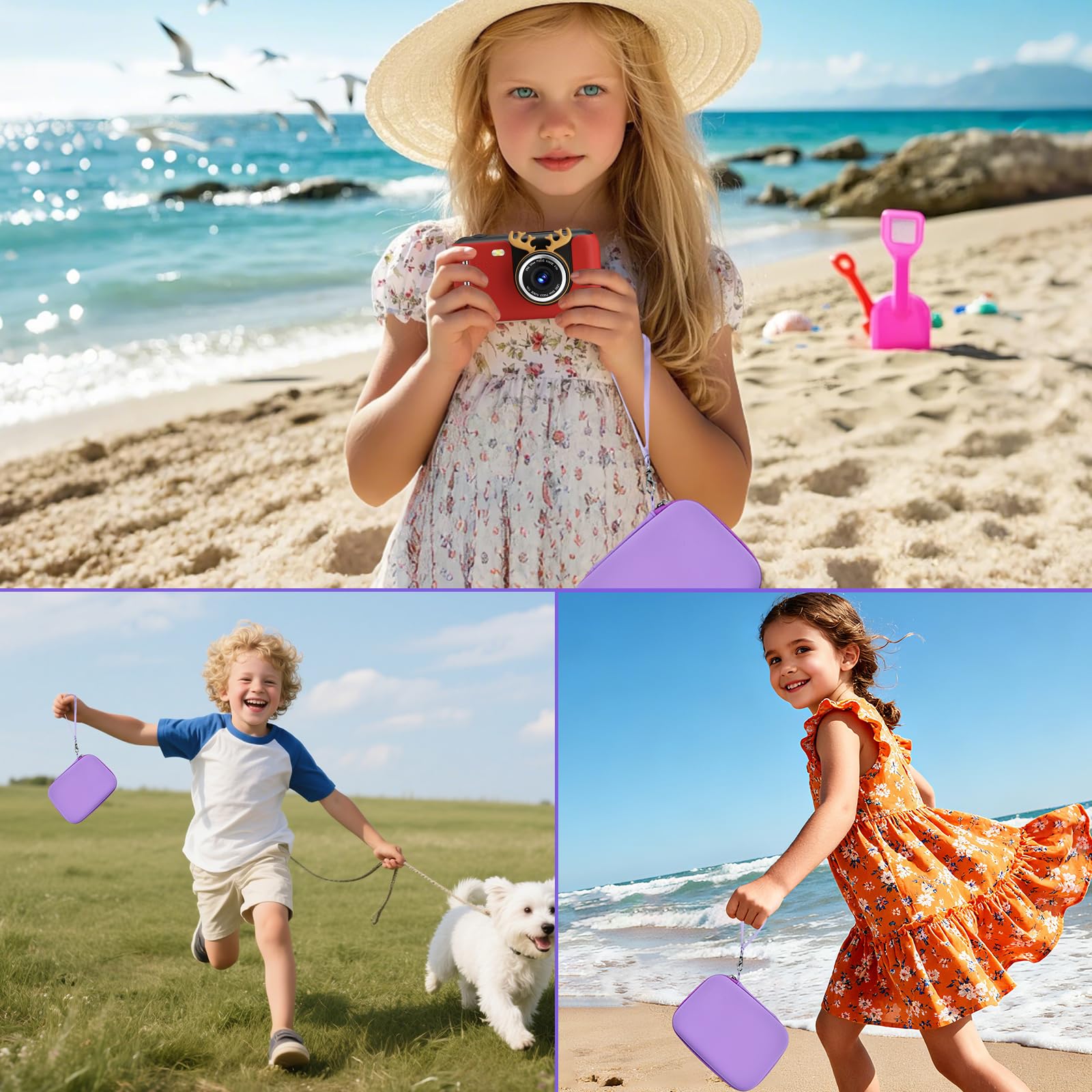 Makolle Étui pour appareil photo pour enfants compatible avec Goopow/ESOXOFFORE Seckton/Dylanto/CIMELR Support de jouets pour appareil photo numérique pour enfants pour carte SD, papier d'impression