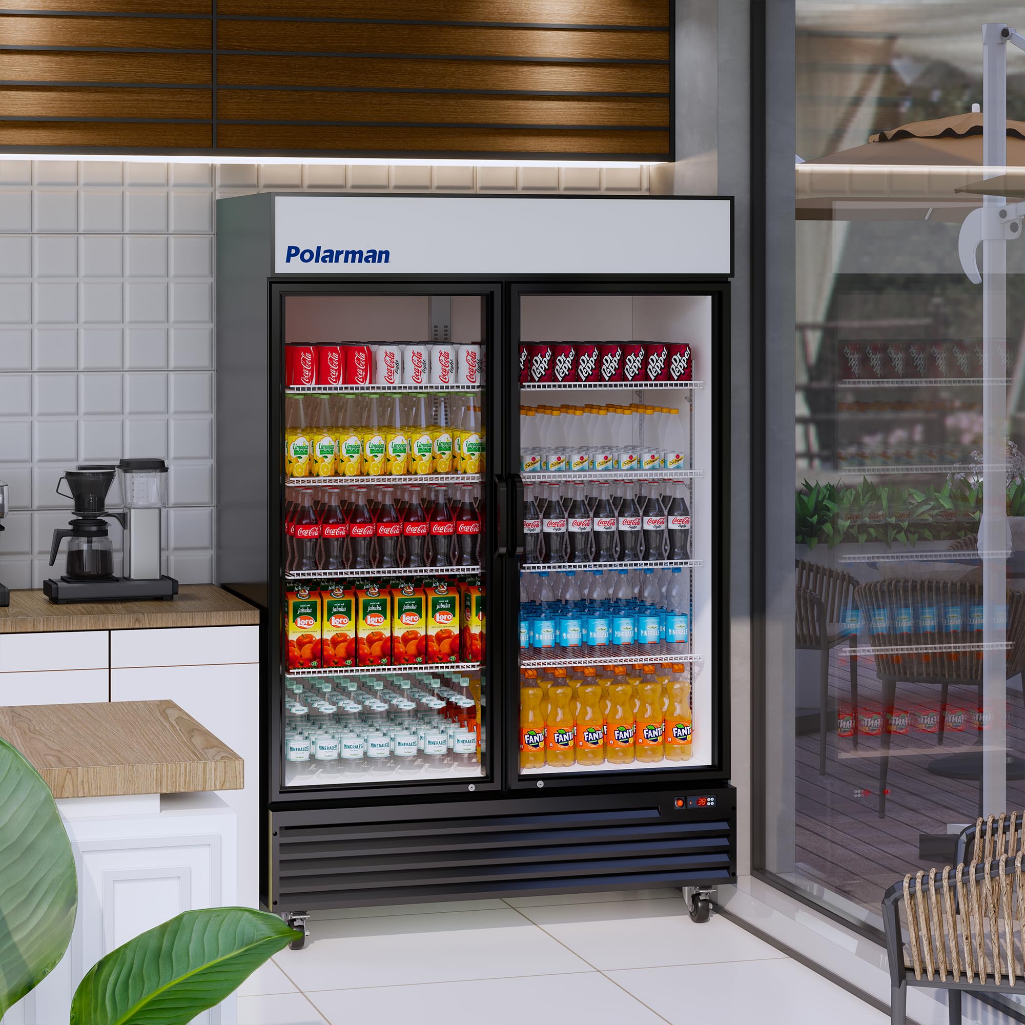 CHUMART Commercial Merchandiser Refrigerator with Glass Door,43 Cu. Ft Display Refrigerator Upright Beverage Cooler with LED Light,52.4