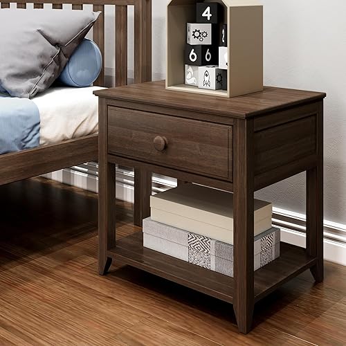 Miniatura 19 de Max & Lily Mesita de noche clásica de madera con estantes, mesita de noche para niños, mesita de noche pequeña para dormitorio, azul