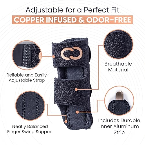 Miniatura 8 de Copper Compression Férula para dedos, soporte de dedo gatillo para artritis, tendinitis, bloqueo de dedos, esguinces y alivio del dolor, férula