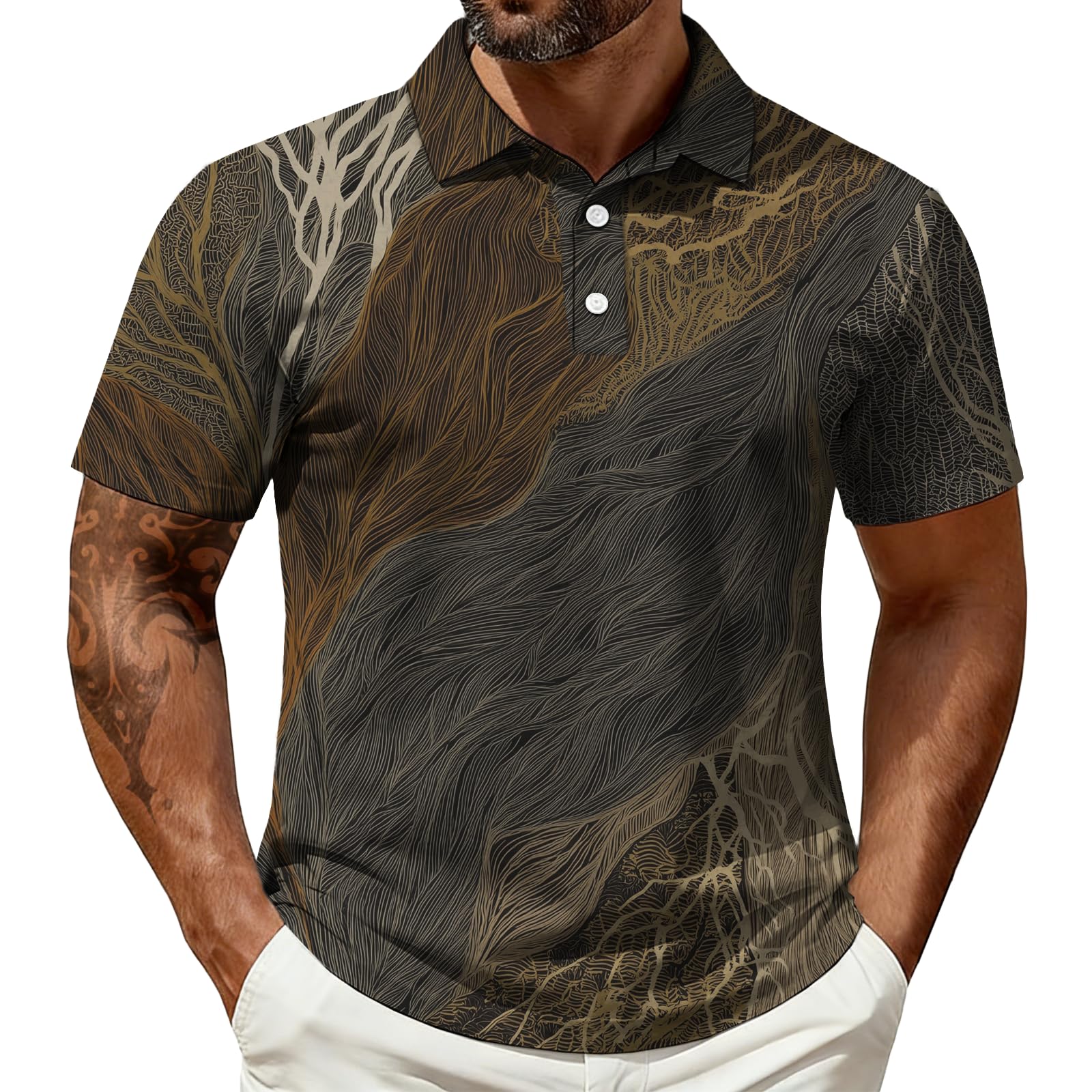 domirica Mens Hawaiian Polo Shirts Summer Golf Beach Short Sleeve Collared Quick Dry Lightweight Regular Fit Shirt