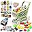 deAO Kids Shopping Cart Trolley for Groceries Toddlers 65 Food Fruit Vegetables Pretend Play Food Role Play Educational Toy Play Kitchen Toys Store Playset (Green)