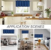 Vista 2 de DWCN Cortinas con Cenefas para Sala de Estar - Cortina de Cenefas Sólida Corta para Cocina, Cenefas para Baño/Sótano con Bolsillo para Barra, 1 Azul