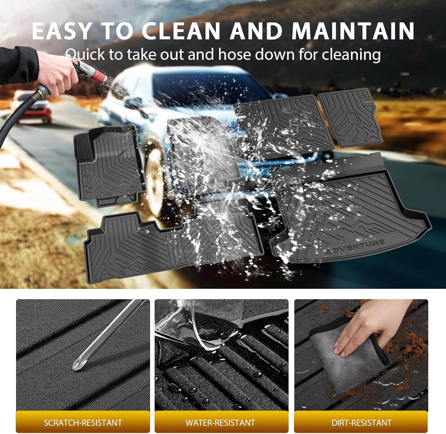 Powerty Floor Mat for Honda Prologue & Chevrolet Blazer EV 2024 2025 2026, All Weather TPE Custom Trunk Cargo Mat Liner with Backrest Mat Replacement for Honda Prologue Accessories - Image 4