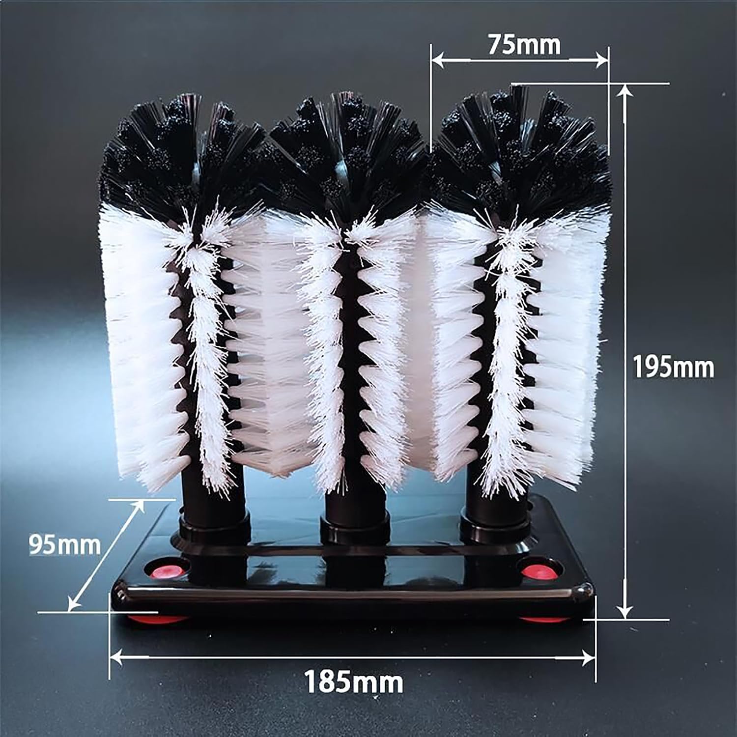 2 Pack Glass Cup Washer Brush with Suction Base, 3-Brush Bottle Cleaner