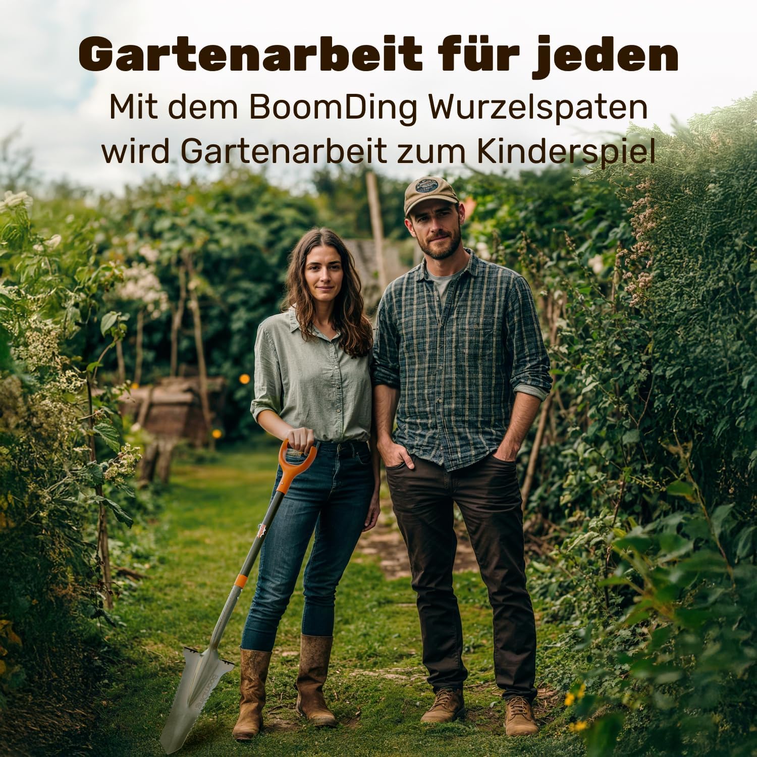 Der stabile Spaten mit Wurzelsäge | Wurzelspaten für das einfache Graben im Garten | Schaufel Garten mit ergonomischem Griff und breiter Trittkante | Gärtnerspaten mit Säge für Harte Böden