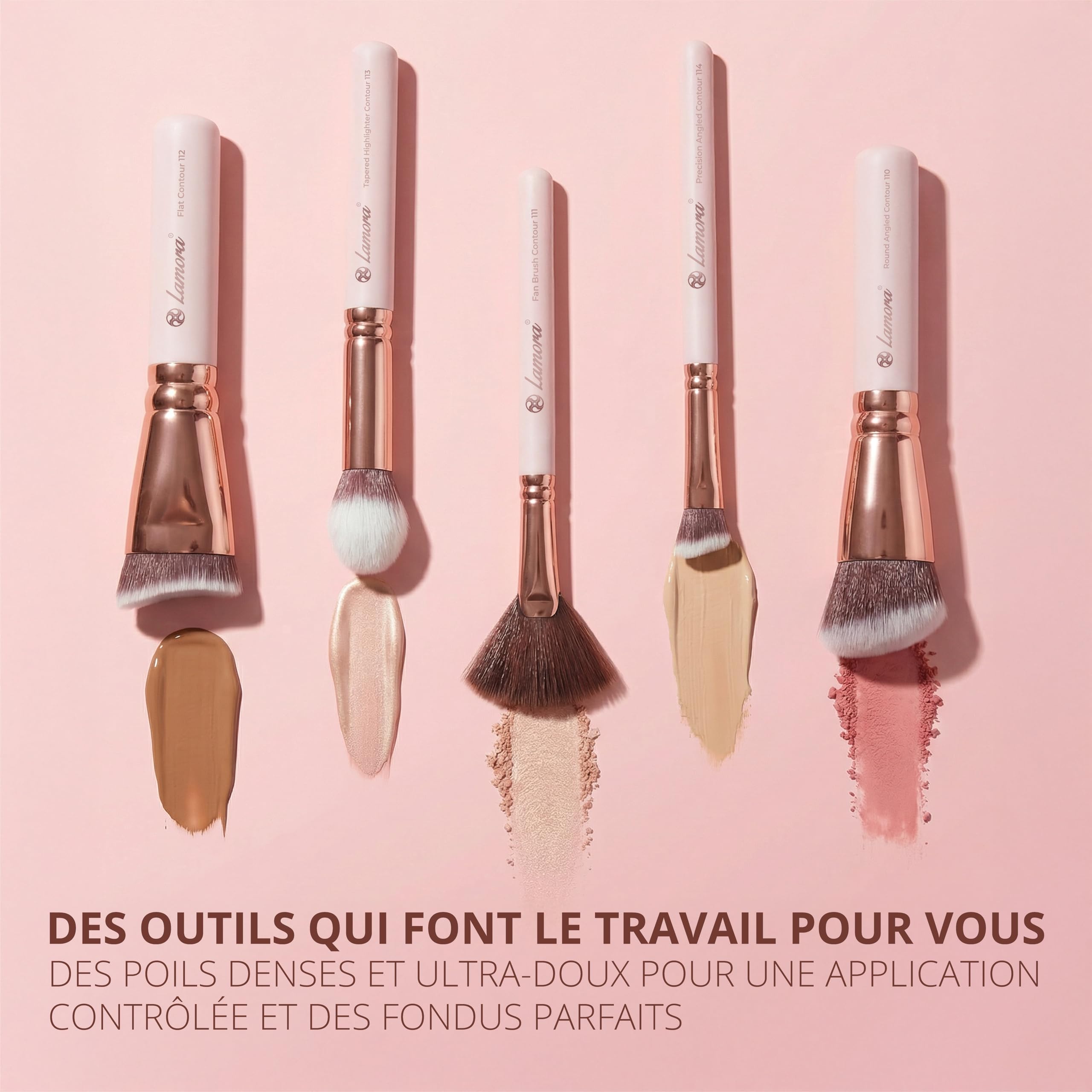 Set Pinceaux Maquillage Teint Contouring Poudre Rouge - Kit Sculptant Pour Visage - Parfait Pour le Mélange Liquide, Crème ou Poudre Cosmétique Sans Défaut - Polissage, Pointillé.