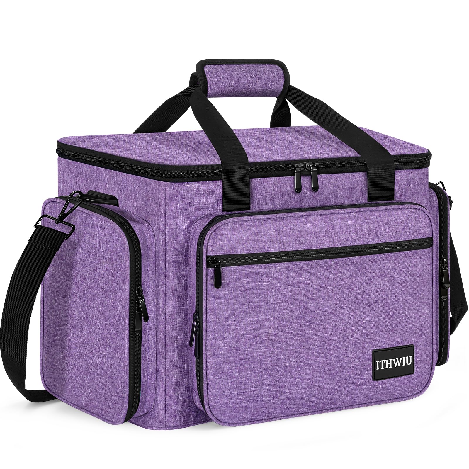 Sewing Machine Carrying Case with Multiple Storage Pockets Large Capacity, Universal Tote Storage Bag Compatible with Most Standard Singer, Brother, Janome, Purple