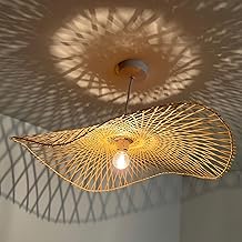 Lighting Large Brown Bamboo Ceiling Lamp Shade Easy Fit Lampshade Non Electrical