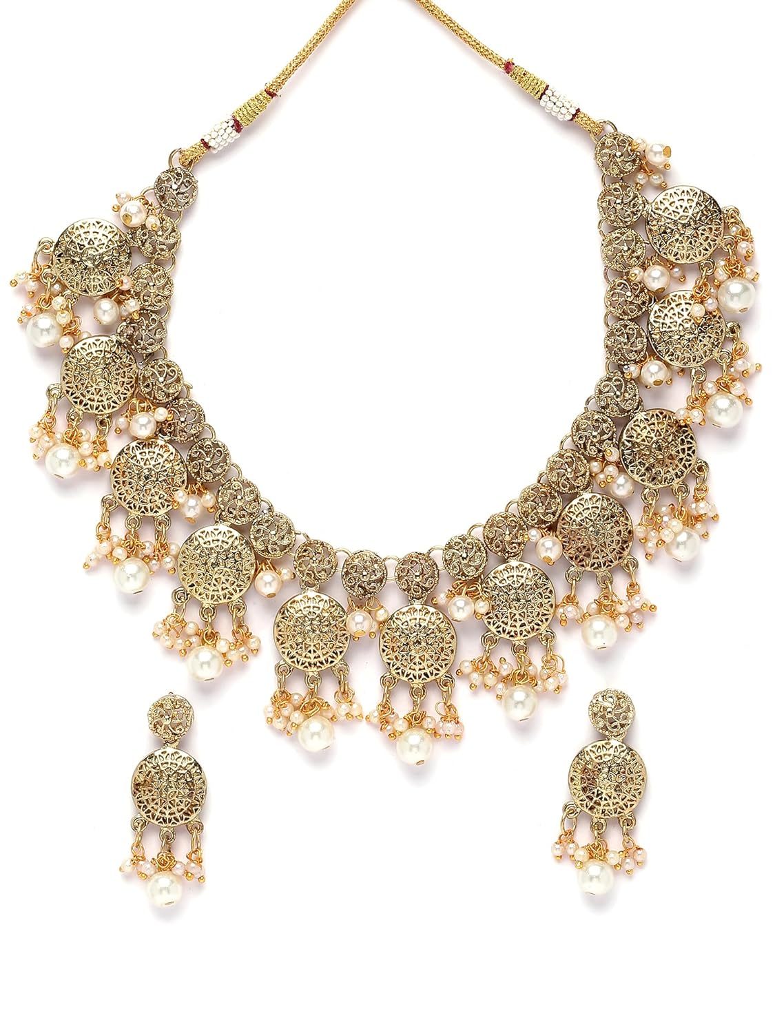 Karatcart Gold Plated Pearl and Kundan Jewellery Set for Women