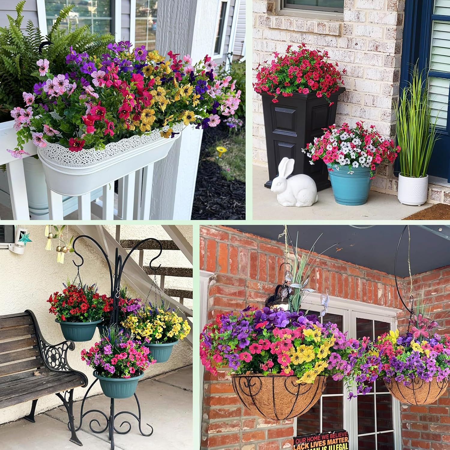 Nepfaivy Artificial Outdoor Flowers UV-Resistant - Realistic Artificial Flowers for Outdoors 12 Bundles of 6 Colors, Fade Resistant Fake Flowers for Outside, Plastic Faux Flowers for Outdoor Planters - Image 6