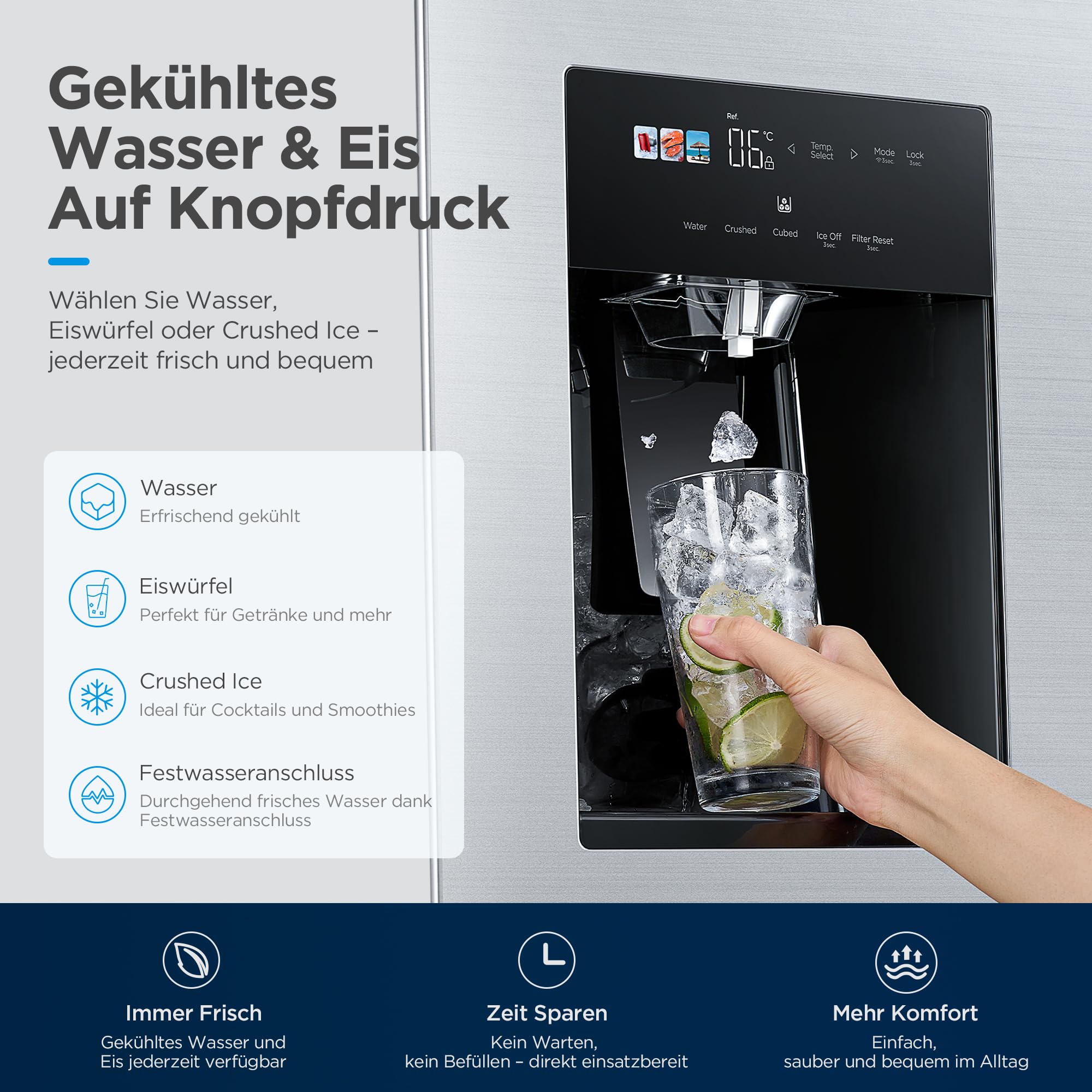 Midea Side-by-Side Kühl-Gefrierkombination 569 L No Frost WiFi MDRS761MIE46