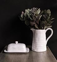 Vista 2 de Creative Co-Op White Ceramic Pitcher