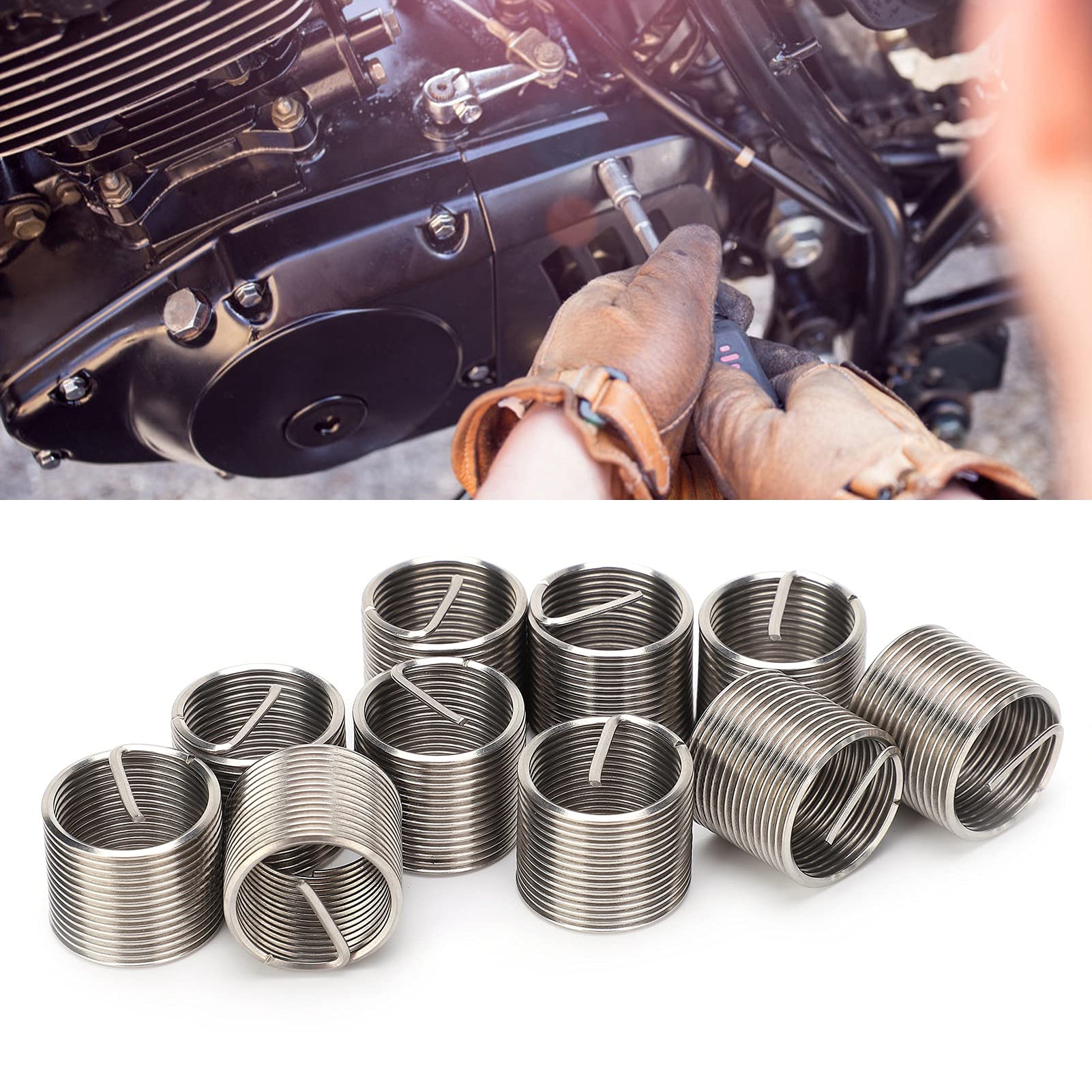 Natudeco 10Pcs M18x1.5x1.5D Thread Inserts Wire Protection Sleeve Repair Tool Kit Fastener Hardware Threaded Expansion Conversion Tool