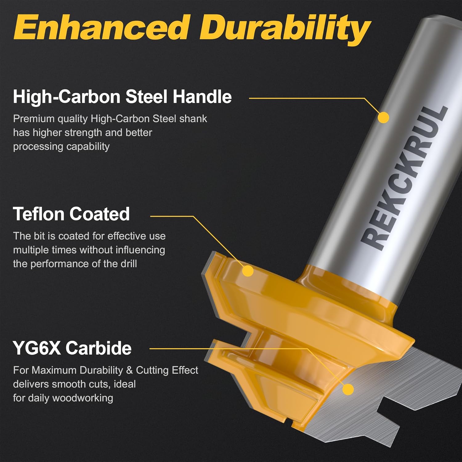 3 PCS Professional 45 Degree Lock Miter Router Bit Set - Carbide Tipped, 1/2" Shank, Cutting Height: 1/2", 3/4", 1", Woodworking Tools for Cabinets, Drawers, Doors & Furniture