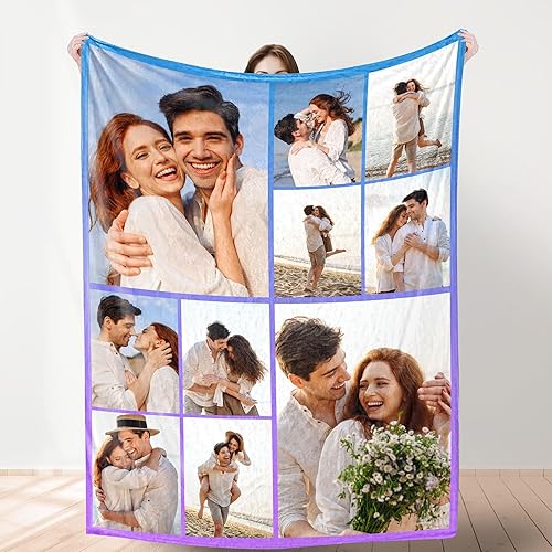 Miniatura 12 de YESCUSTOM Manta personalizada para el día del padre con fotos y texto, manta de collage de texto, regalos personalizados para papá de hija, hijo,