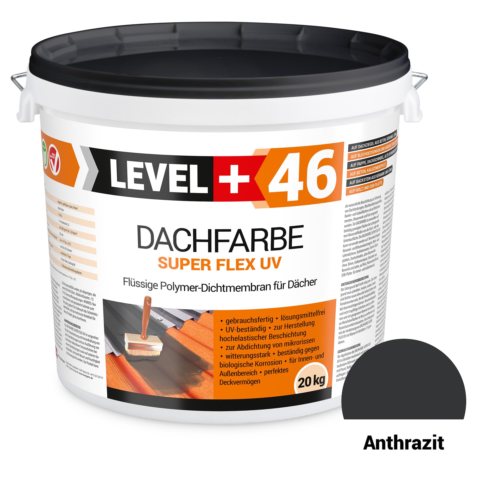 Dachfarbe 40kg Anthrazit, Sockelfarbe, Dachlack, Dachsanierung