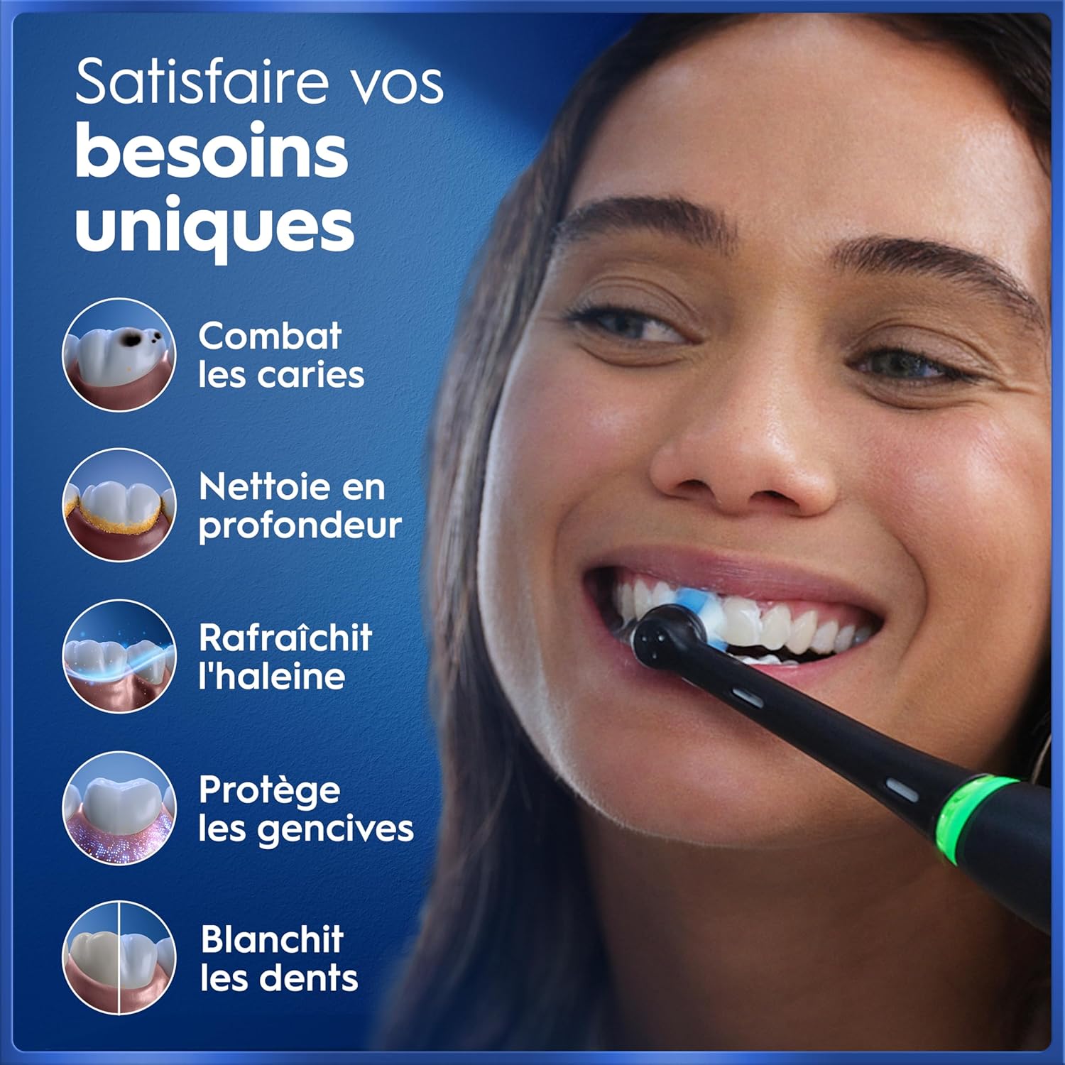 Oral-B Brosse à Dents Electrique iO 5 avec 3 Brossettes de Rechange, Noire – 5 Modes de Brossage dont Douceur et Blancheur, Capteur de Pression sur les Gencives et d’Usure, Batterie Rechargeable — image 5