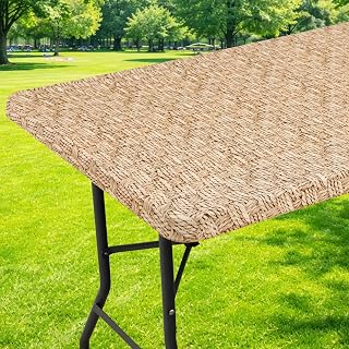 Moosfor Printed Spandex 8FT Table Cloth, Elastic Fitted Tablecloth