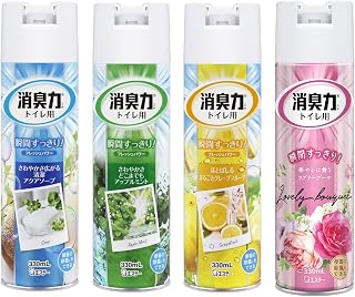 【香りアソートパック】 トイレの消臭力スプレー トイレ用 香り4種類セット(アクアソープ・アップルミント・グレープフルーツ・ラブリーブーケ) 330ml×4個 トイレ 消臭スプレー 消臭剤 消臭 芳香剤