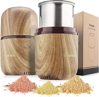 COOL KNIGHT Electric Herb Grinder - 120g Large Capacity, 150W High-Speed for Spices, Herbs, Coffee Beans, Wood Grain