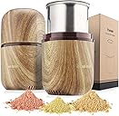 COOL KNIGHT Electric Herb Grinder [Large Capacity/High Rotating Speed]-Electric Grinder for Spices and Herbs (Wood grain 2)