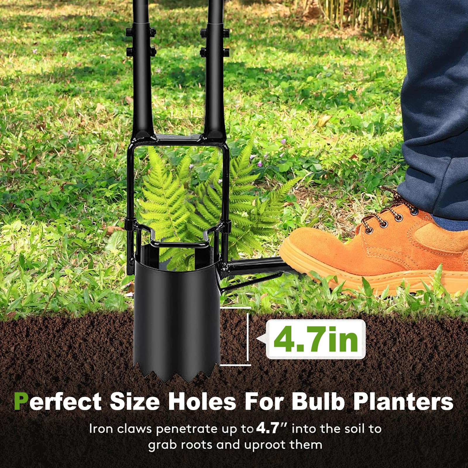 Plantoir de Bulbes à Long Manche,Ensemble d'outils de plantation de bulbes,5 en 1 Griffe de Jardin Aérateur et Transplantoir pour Planter Tulipes,Iris,Jacinthes Plantes à Fleurs