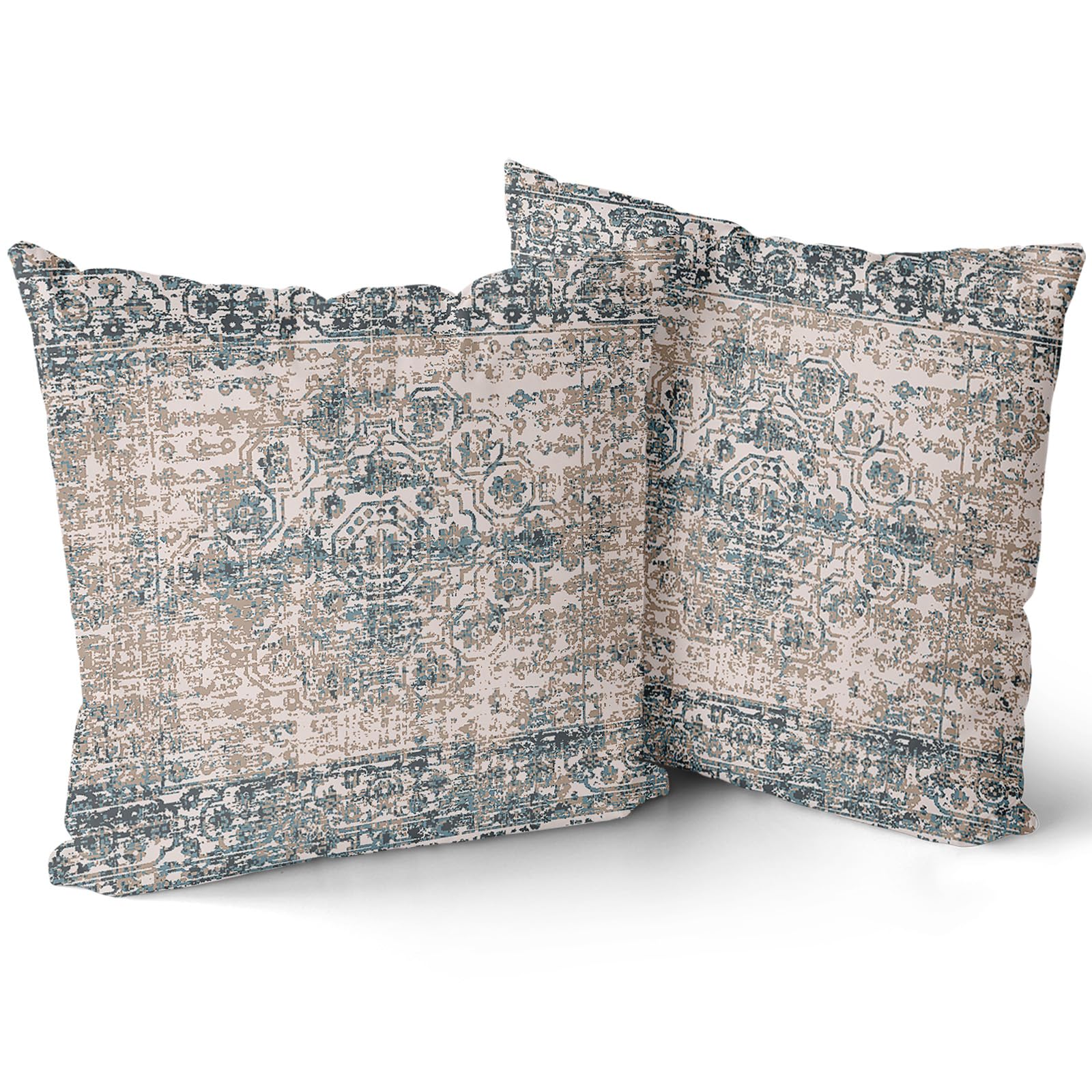 Kawani Grey Brown Ethnic Boho Pillow Covers 26x26 inch Bohemian Carpet Vintage Gray Floral Decorative Couch Pillow Cases with Zipper Set of 2 Home Decor for Living Room Bedroom Bed Cushion Outdoor — image 1