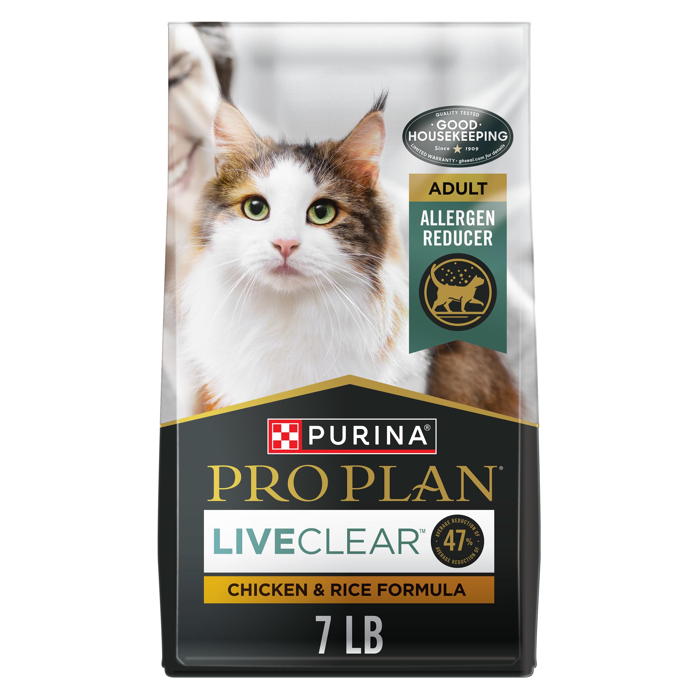 PURINA Pro PlanAllergen Reducing, High Protein Cat Food, LIVECLEAR Chicken and Rice Formula - 7 lb. Bag