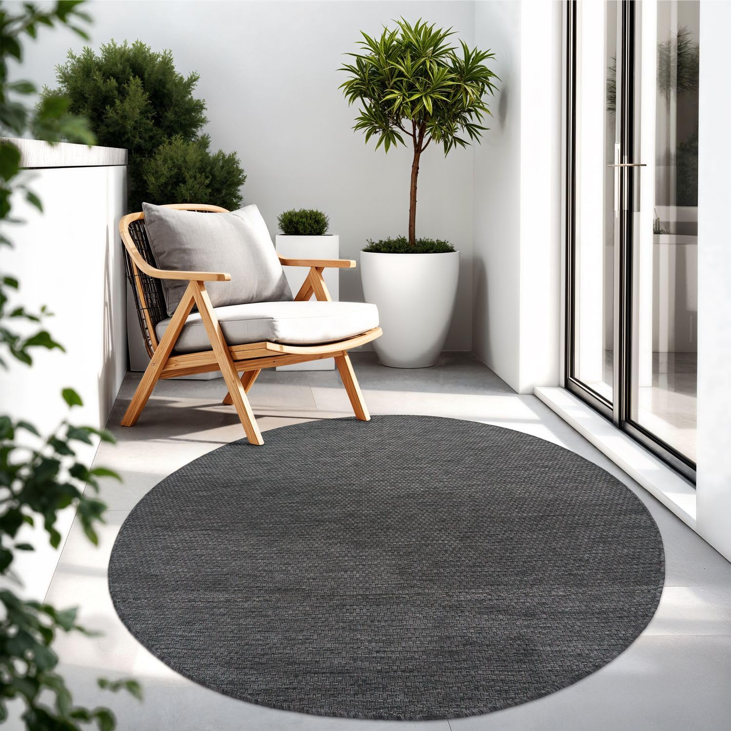 Tappeto Per Esterni TT Home - 80x150 Cm, Colore Antracite, Polipropilene, Resistente Alle Intemperie - Foto 4