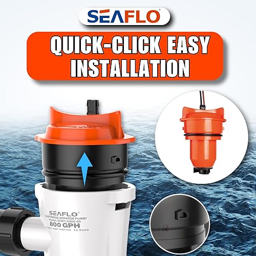 Miniatura 4 de SEAFLO Motor de cartucho de repuesto para bomba de sentina, LivewellBaitwell de 12 V, 800 GPH, compatible con los modelos SEAFLO SFBP1-G800-03,