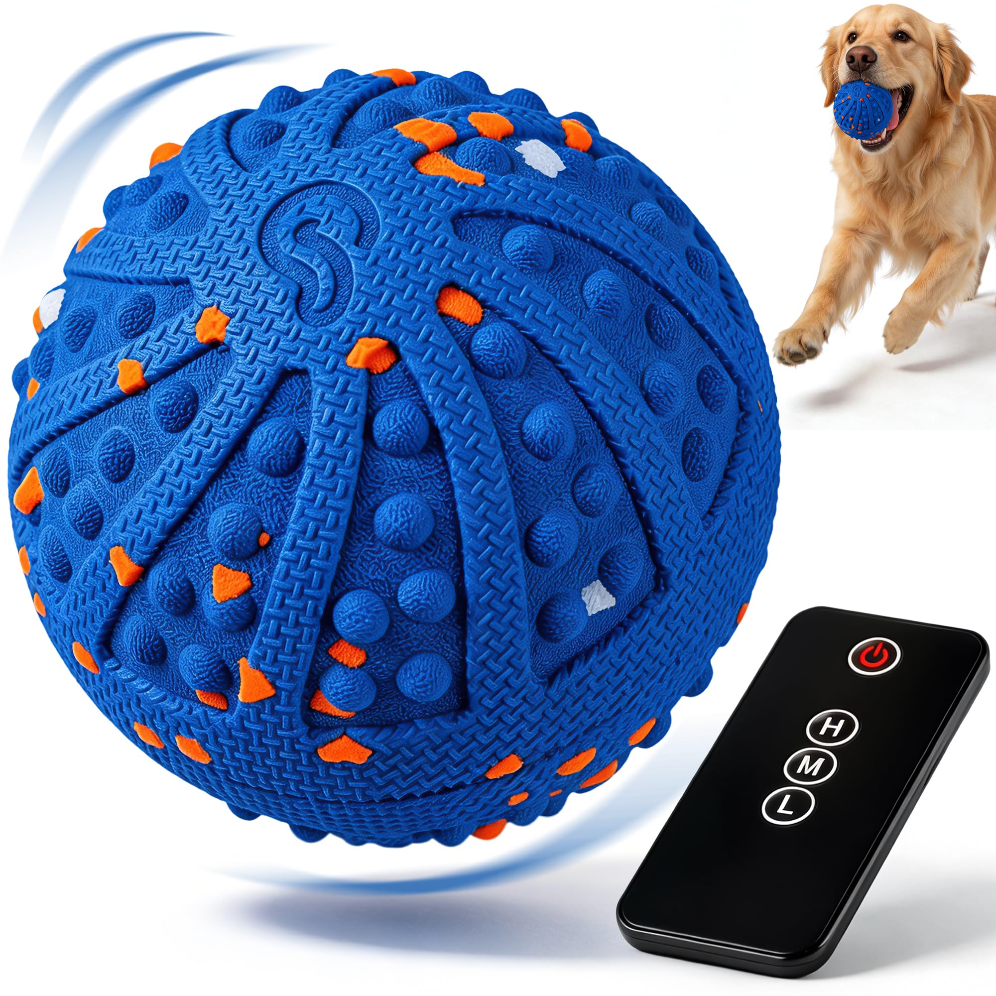 Juguetes interactivos para perros, juguete de bola rodante automática con golpes amigables con los dientes, control remoto, 3 modos de movimiento, bola recargable para perros con material ETPU, IP67