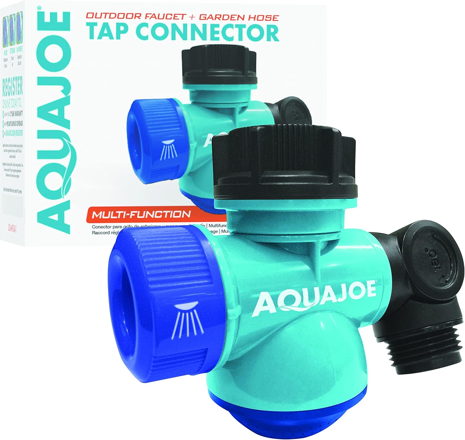 Aqua Joe SJI-MFGA1-AQU Multi-Function Outdoor Faucet and Garden Hose Tap Connector (Aqua) Thumbnail