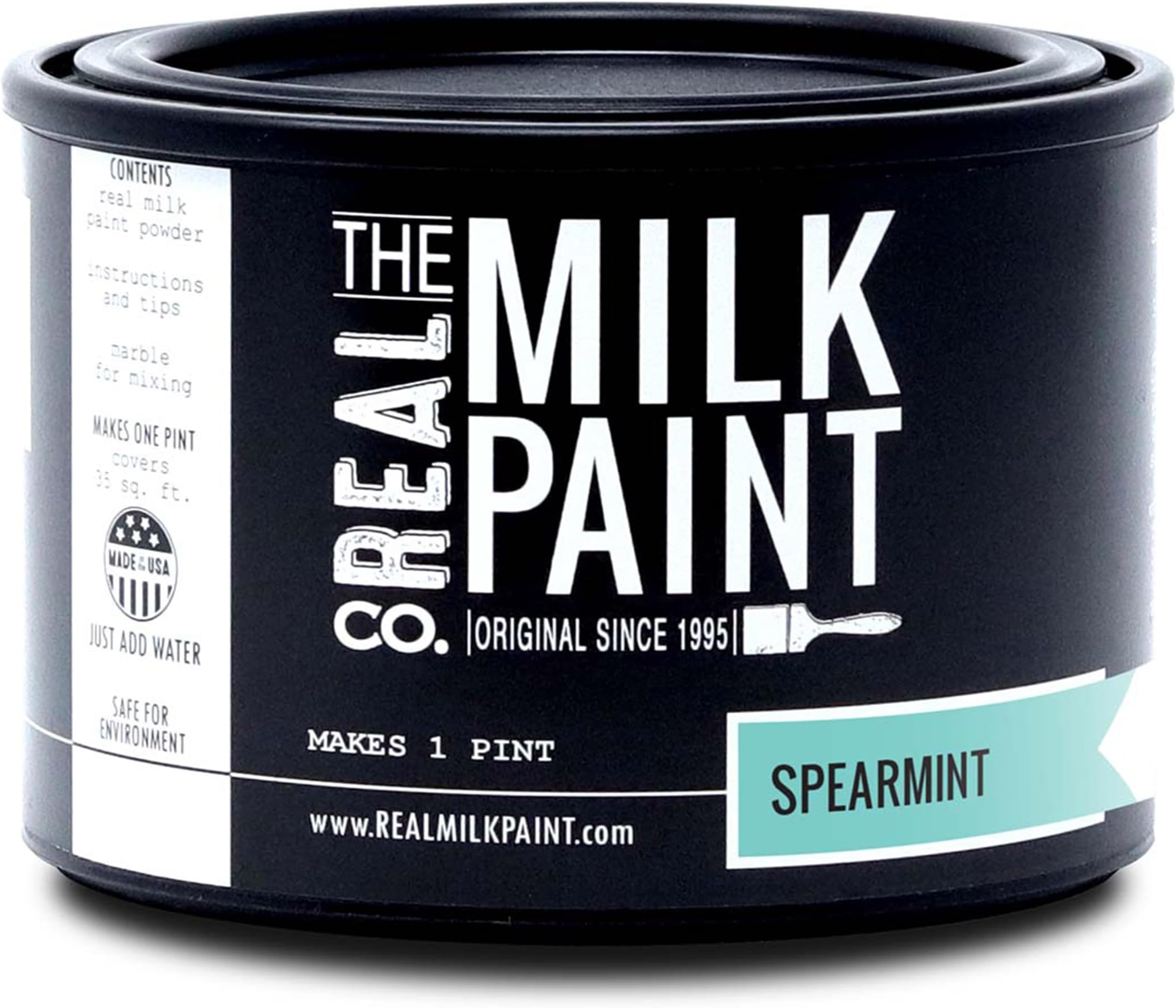 Real Milk Paint, Wood Paint for Furniture, Matte Paint for Cabinets, Walls, Brick, and Stone, Water Based Organic, No VOC, Spearmint, 1 Pint