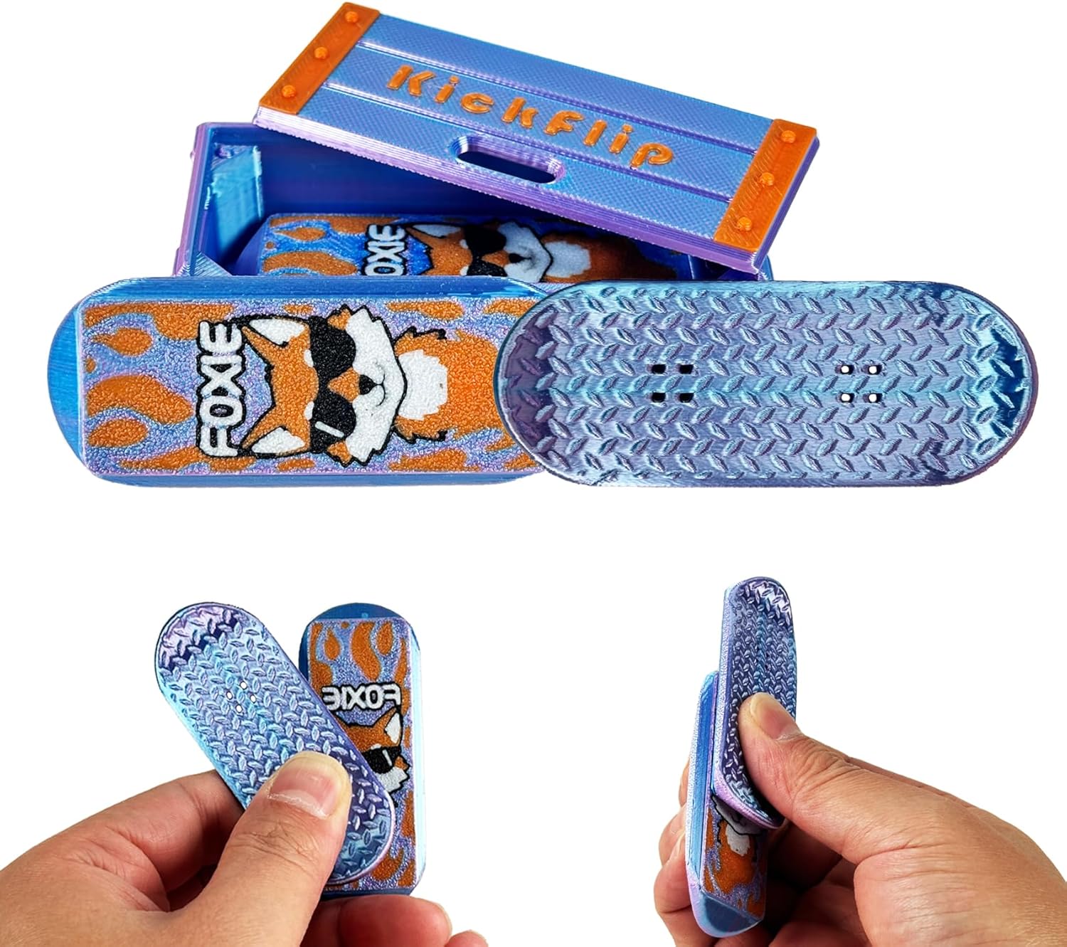 Fidget Slider Toy for Adults - Mini Fingerboard Skateboard with Storage Case - Portable Office Desk Stress Relief Toy