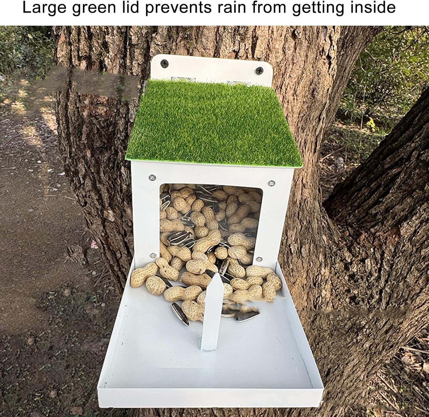 Squirrel Feeder for Hanging Outside Tree, Wall Mounted Chipmunk Outdoors Squirrel Picnic Bench Feeders Table, Funny Metal House Boxes, Stronger Than Iron Structure